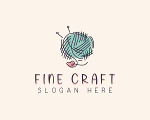 Heart Knitting Thread logo design