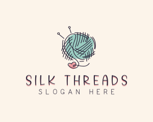 Heart Knitting Thread logo design