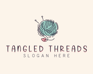 Heart Knitting Thread logo design