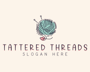 Heart Knitting Thread logo design