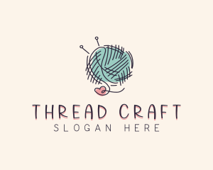 Heart Knitting Thread logo design