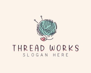 Heart Knitting Thread logo design