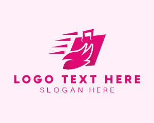 Online Shopping - Wing Shopping Bag logo design
