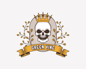 Spooky Skull Crown Vines logo design