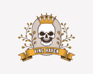 Spooky Skull Crown Vines logo design