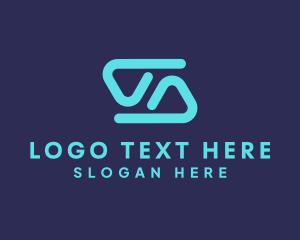 Futuristic - Blue Cyber Letter VA logo design