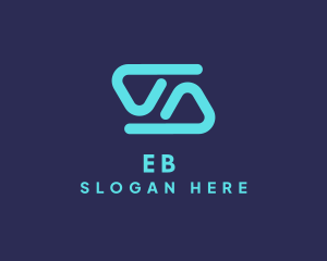 Application - Blue Cyber Letter VA logo design