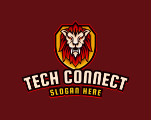 Streamer - Wild Lion Shield logo design