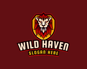 Wild Lion Shield logo design