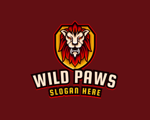 Wild Lion Shield logo design