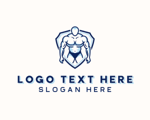 Workout - Muscular Fitness Man logo design