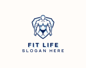 Muscular Fitness Man logo design