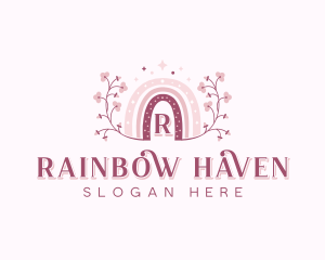 Floral Wreath Rainbow logo design