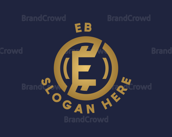 Golden Fintech Letter E Logo