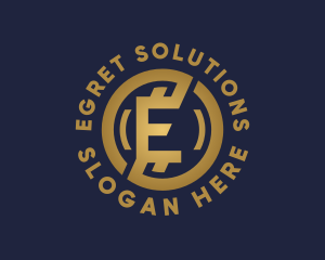 Golden Fintech Letter E logo design