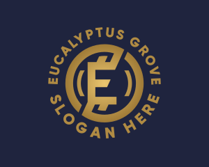 Golden Fintech Letter E logo design