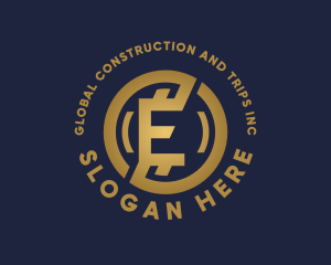 Financial - Golden Fintech Letter E logo design