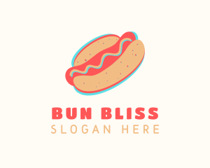 Bun - Hot Dog Bun Anaglyph logo design