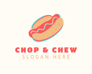 Fast Food - Hot Dog Bun Anaglyph logo design