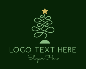 Gift Shop - Monoline Christmas Tree logo design