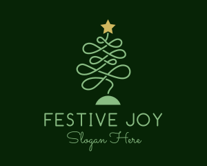 Christmas - Monoline Christmas Tree logo design