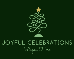 Merrymaking - Monoline Christmas Tree logo design