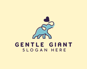 Cute Elephant Heart logo design