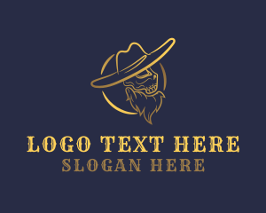 Outlaw - Cowboy Hat Skull logo design