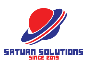 Saturn - Red Violet Planet logo design