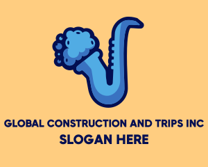 Musical - Modern Blue Saxophone logo design