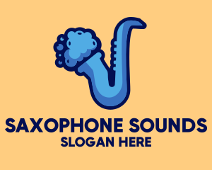 Saxophone - Modern Blue Saxophone logo design
