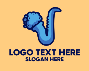 Lounge Music - Modern Blue Saxophone logo design