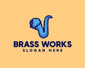 Modern Blue Saxophone logo design