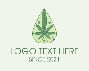 Droplet - Green Weed Oil logo design