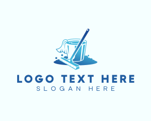 Water - Cleaning Mop Station logo design