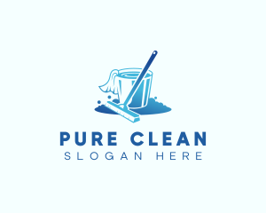 Cleaning Mop Station logo design