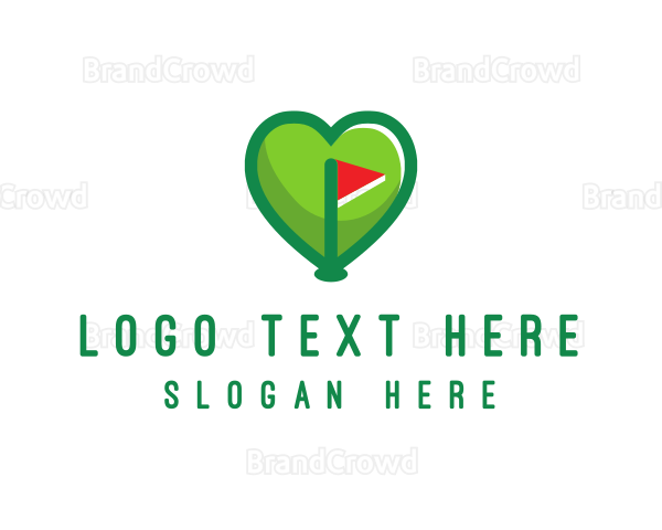 Golfer Flag Heart Logo
