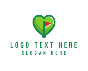 Golf Course - Golfer Flag Heart logo design