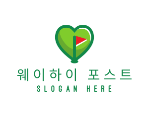 Golfer Flag Heart logo design