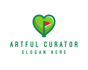 Golfer Flag Heart logo design