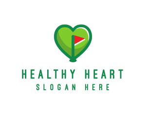 Golfer Flag Heart logo design