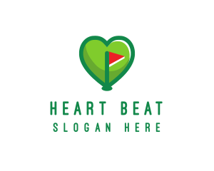 Golfer Flag Heart logo design