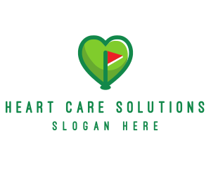 Golfer Flag Heart logo design