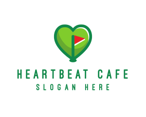 Heart - Golfer Flag Heart logo design