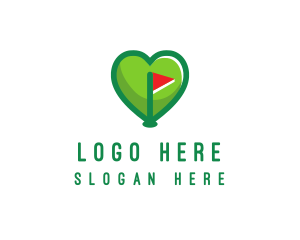 Golfer Flag Heart logo design
