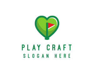 Golfer Flag Heart logo design