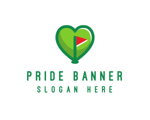 Flag - Golfer Flag Heart logo design