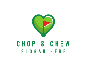 Golfer Flag Heart logo design