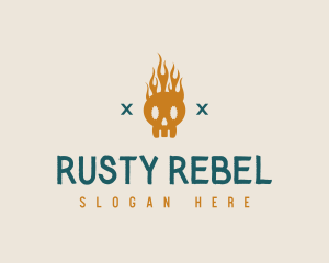 Grungy - Urban Skull Fire logo design