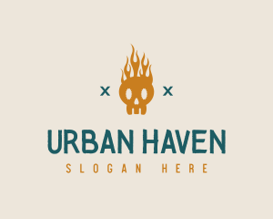 Urban Skull Fire logo design